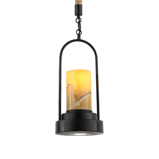 Stylish Farmhouse Cylinder Restaurant Suspension Lighting: Marble 1-Light Bronze/Black Ceiling