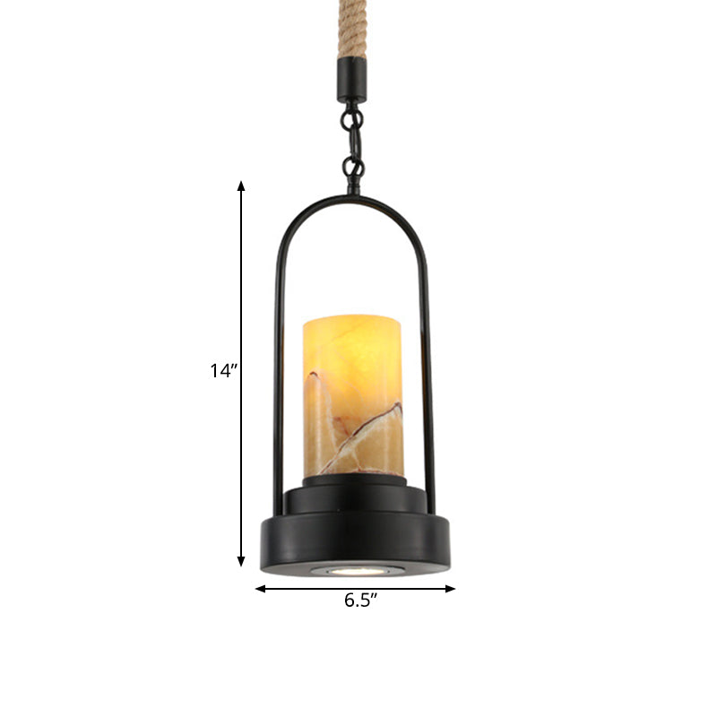 Stylish Farmhouse Cylinder Restaurant Suspension Lighting: Marble 1-Light Bronze/Black Ceiling