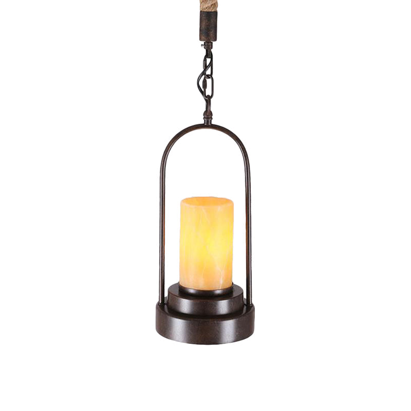 Stylish Farmhouse Cylinder Restaurant Suspension Lighting: Marble 1-Light Bronze/Black Ceiling