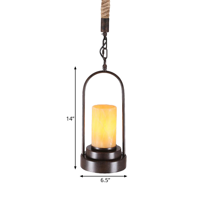 Stylish Farmhouse Cylinder Restaurant Suspension Lighting: Marble 1-Light Bronze/Black Ceiling