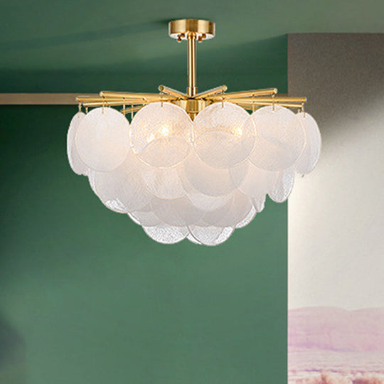 Seeded Crystal Ceiling Lamp in Gold - Tapered Semi Flush Light Fixture for Living Room