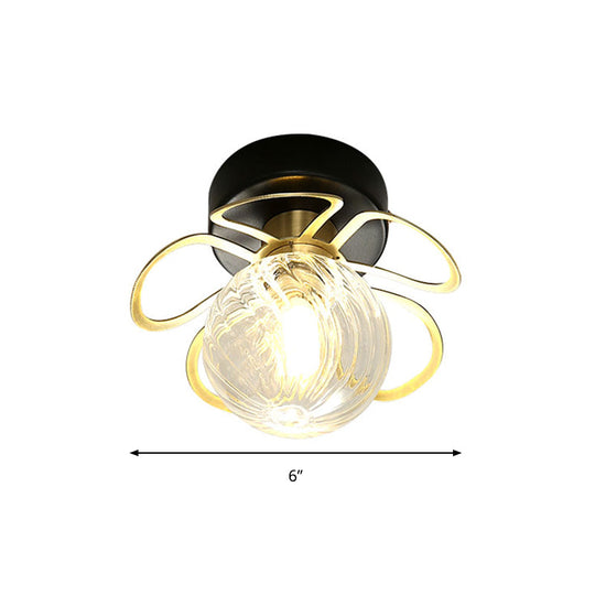 Swirl Crystal Flower Semi Flush Mount Lamp - Minimalist Design with 1/3 Lights - Black/Gold Ceiling Fixture