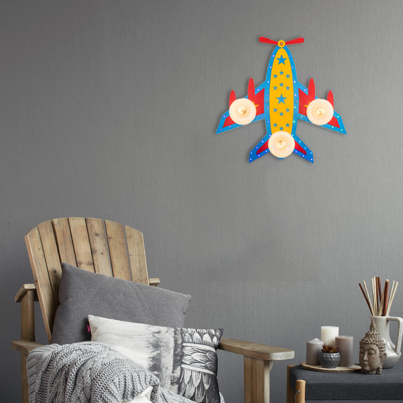 Chic Modern Flush Mount Ceiling Light Fixture with 3 Multi-Color Metal Bulbs for Kindergarten