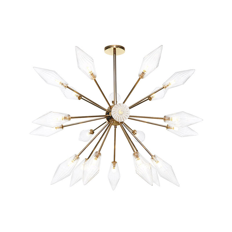 Industrial Stylish Diamond Shape Chandelier Light - 9/12/15-Head Indoor Hanging Fixture with Amber/Clear Glass