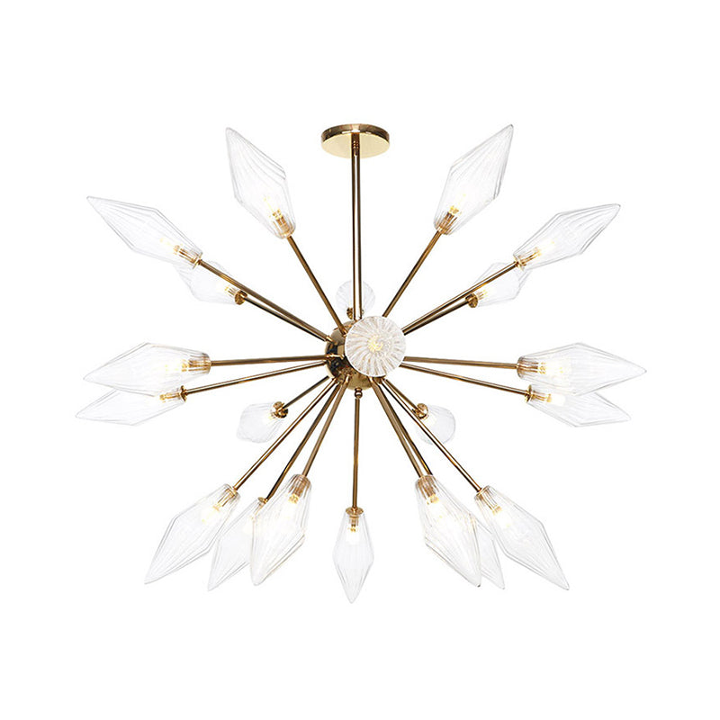 Industrial Stylish Diamond Shape Chandelier Light - 9/12/15-Head Indoor Hanging Fixture with Amber/Clear Glass