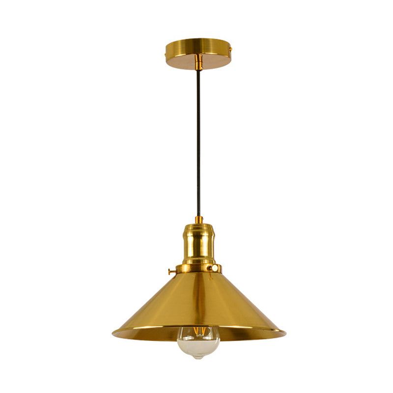 Brass Industrial Style Metal Pendant Lighting for Dining Room - Conical Hanging Lamp