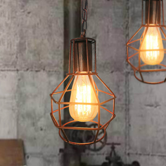 Industrial Metal Ceiling Pendant Light - Rust/Black - Living Room