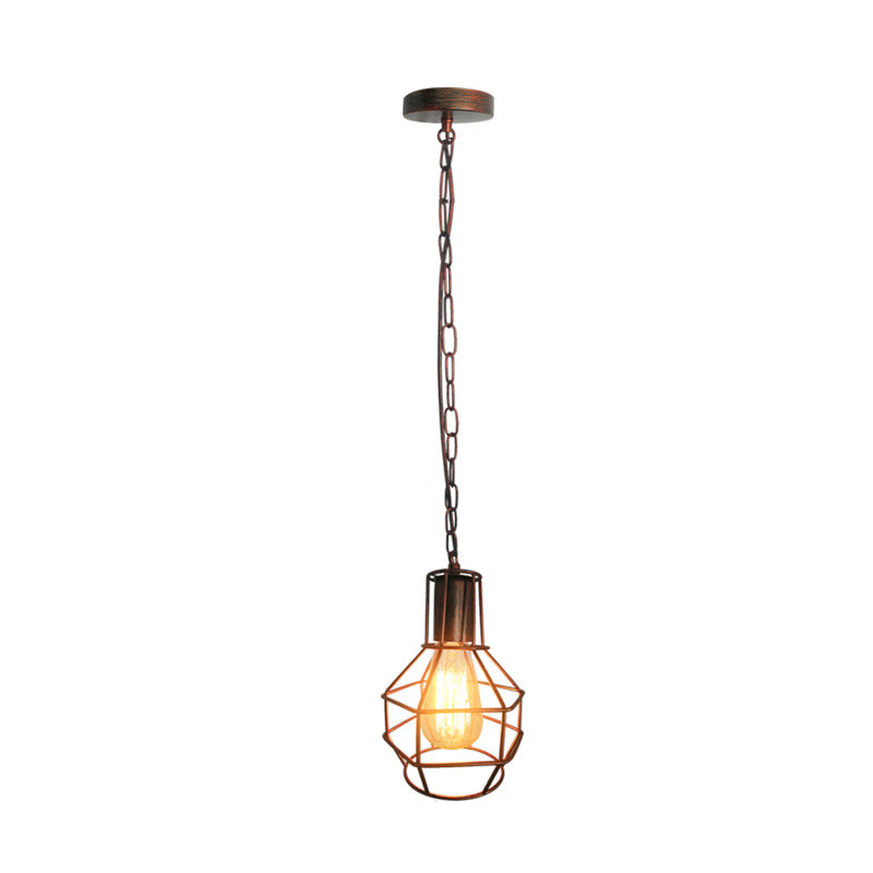 Industrial Metal Ceiling Pendant Light - Rust/Black - Living Room