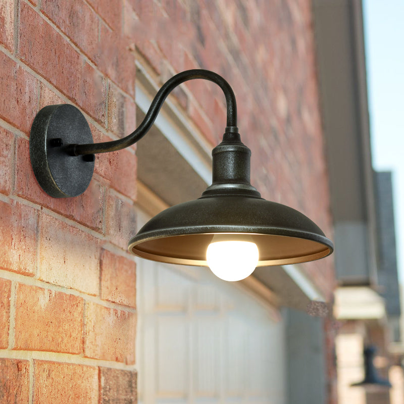 Vintage Aged Silver/Antique Brass Outdoor Wall Lamp With Metal Shade