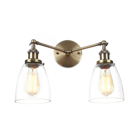 Modern Tapered Glass Wall Lamp - 2-Light Industrial Sconce Lighting In Black/Bronze/Brass