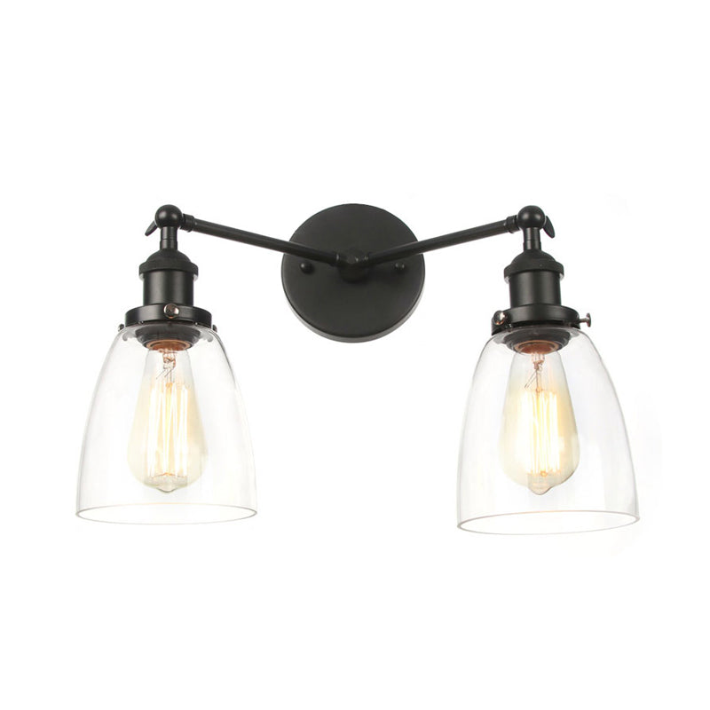 Modern Tapered Glass Wall Lamp - 2-Light Industrial Sconce Lighting In Black/Bronze/Brass