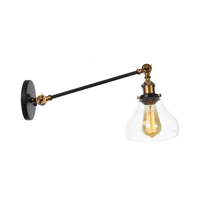 Farmhouse Indoor Sconce With Clear Glass Shade And Adjustable Arm Length