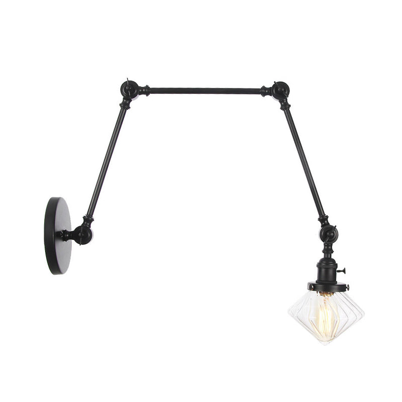 Vintage Wall Mounted Dining Room Sconce Light 1-Light With Glass Shade Adjustable Arm -