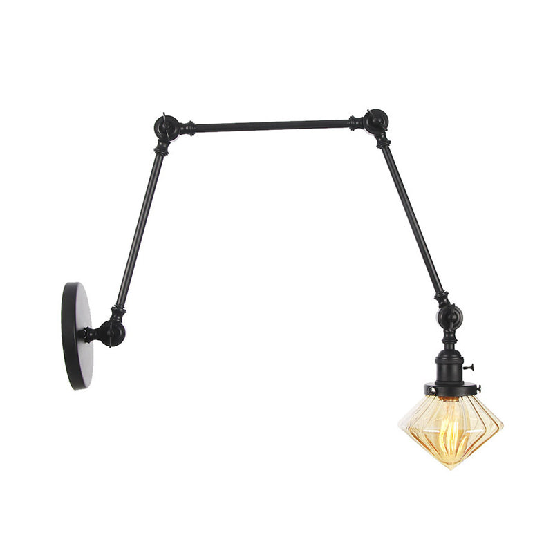 Vintage Wall Mounted Dining Room Sconce Light 1-Light With Glass Shade Adjustable Arm -