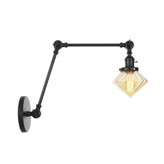 Vintage Wall Mounted Dining Room Sconce Light 1-Light With Glass Shade Adjustable Arm -