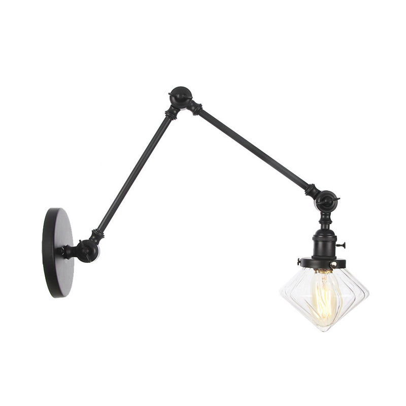 Vintage Wall Mounted Dining Room Sconce Light 1-Light With Glass Shade Adjustable Arm -