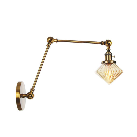 Vintage Wall Mounted Dining Room Sconce Light 1-Light With Glass Shade Adjustable Arm -