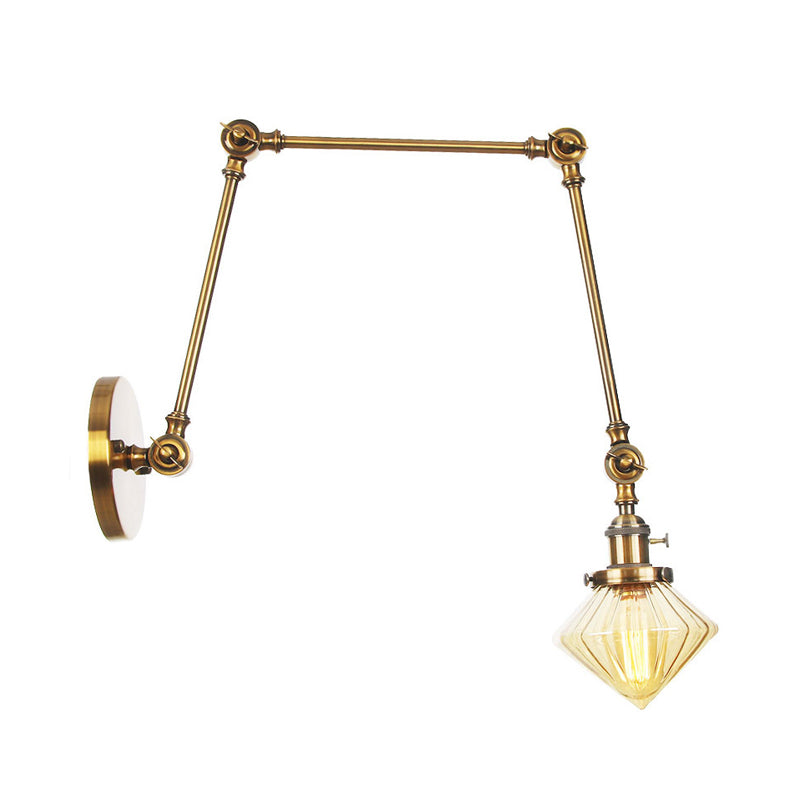 Vintage Wall Mounted Dining Room Sconce Light 1-Light With Glass Shade Adjustable Arm -