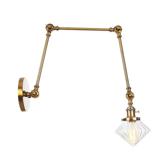 Vintage Wall Mounted Dining Room Sconce Light 1-Light With Glass Shade Adjustable Arm -