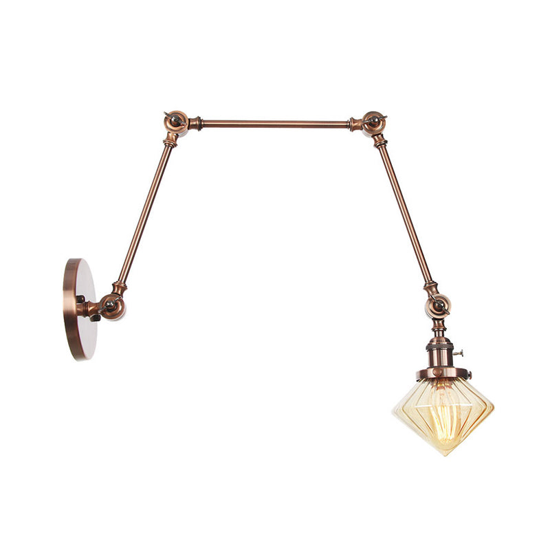 Vintage Wall Mounted Dining Room Sconce Light 1-Light With Glass Shade Adjustable Arm -