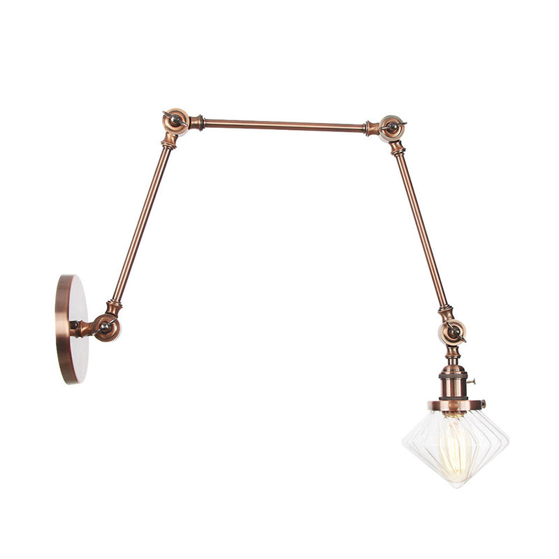 Vintage Wall Mounted Dining Room Sconce Light 1-Light With Glass Shade Adjustable Arm -