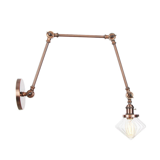 Vintage Wall Mounted Dining Room Sconce Light 1-Light With Glass Shade Adjustable Arm -