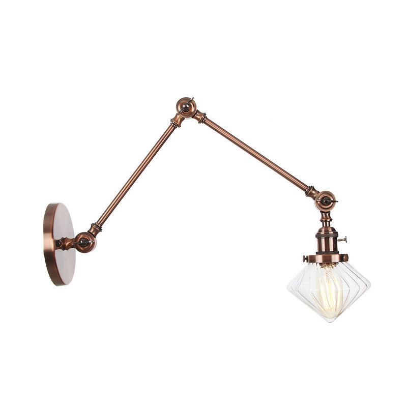 Vintage Wall Mounted Dining Room Sconce Light 1-Light With Glass Shade Adjustable Arm -