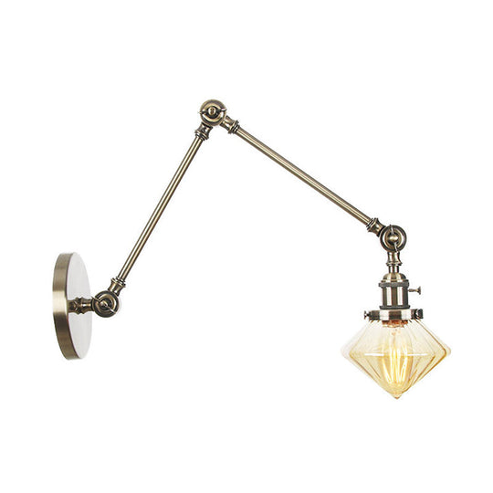 Vintage Wall Mounted Dining Room Sconce Light 1-Light With Glass Shade Adjustable Arm -