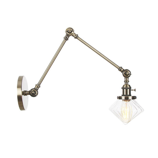 Vintage Wall Mounted Dining Room Sconce Light 1-Light With Glass Shade Adjustable Arm -