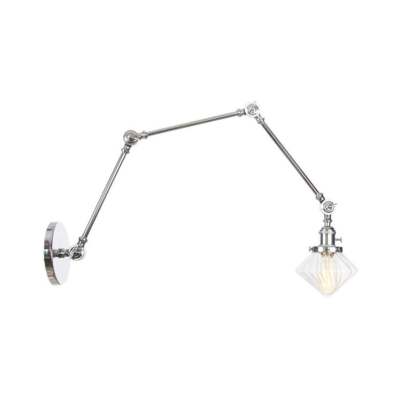 Vintage Wall Mounted Dining Room Sconce Light 1-Light With Glass Shade Adjustable Arm -