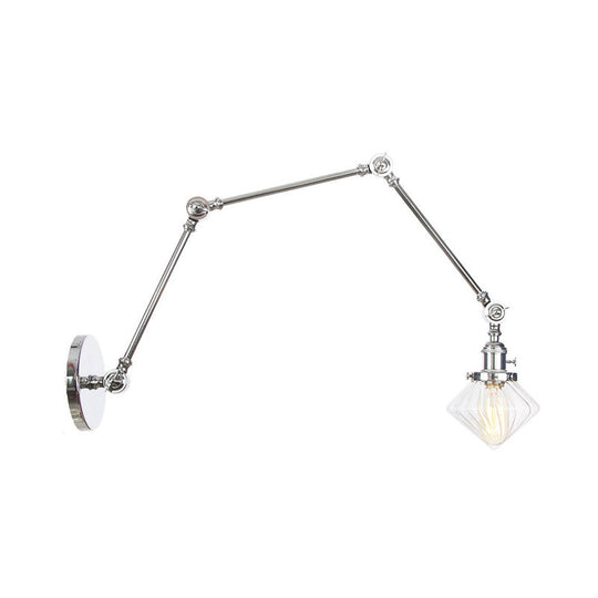 Vintage Wall Mounted Dining Room Sconce Light 1-Light With Glass Shade Adjustable Arm -