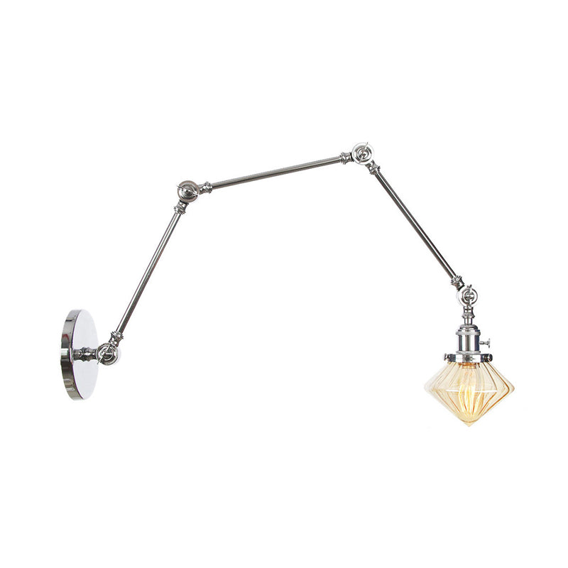 Vintage Wall Mounted Dining Room Sconce Light 1-Light With Glass Shade Adjustable Arm -