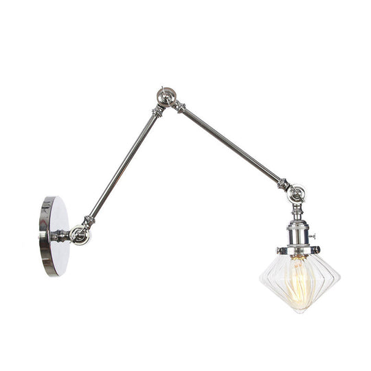 Vintage Wall Mounted Dining Room Sconce Light 1-Light With Glass Shade Adjustable Arm -