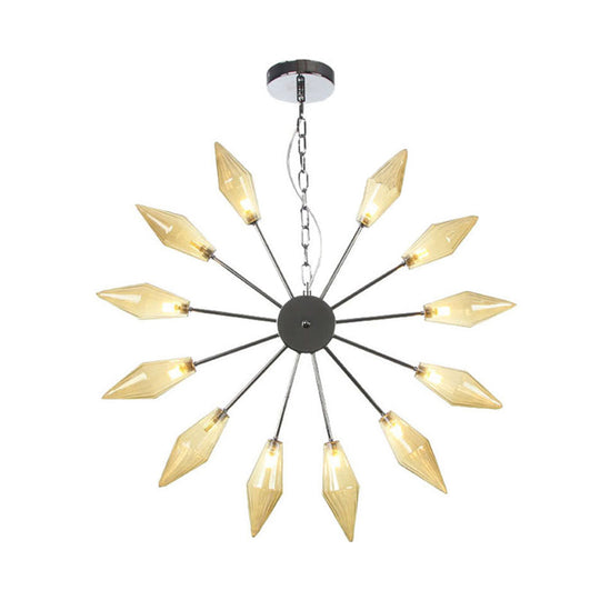 Mid-Century Industrial Chandelier With Amber/Clear Glass - 6/9/12 Lights Black/Copper/Chrome