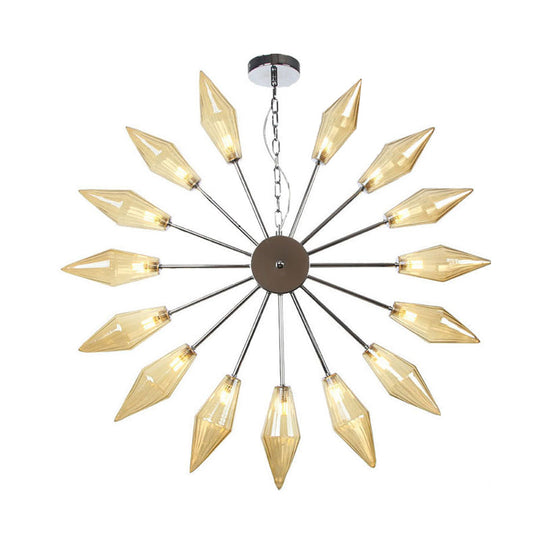 Mid-Century Industrial Chandelier With Amber/Clear Glass - 6/9/12 Lights Black/Copper/Chrome