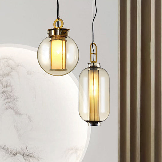 Rural Cognac Glass Led Pendant Lamp For Restaurant 8.5/10.5 Wide