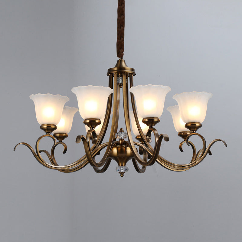 Traditional Opal Glass Floral Chandelier With Multiple Hanging Heads - Bronze Finish 8 /