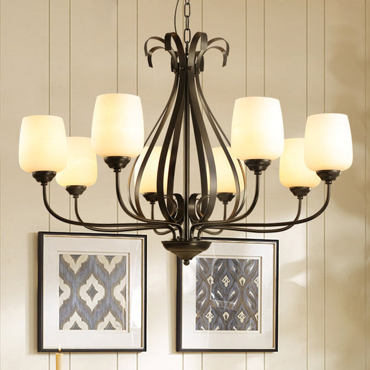 Modern Black Metal Chandelier: Radial Design 3/6/8 Heads Traditional Suspension Pendant Light With