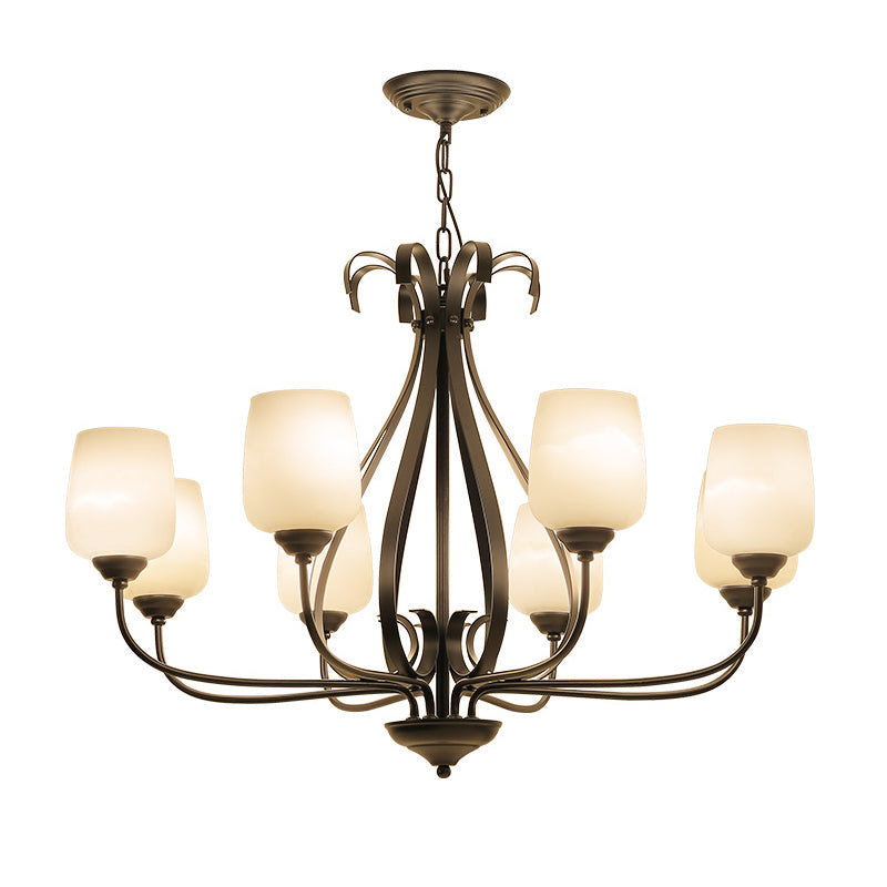 Modern Black Metal Chandelier: Radial Design 3/6/8 Heads Traditional Suspension Pendant Light With