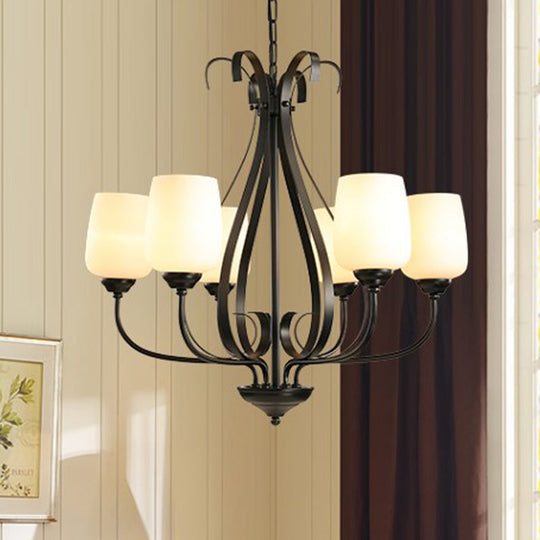 Modern Black Metal Chandelier: Radial Design 3/6/8 Heads Traditional Suspension Pendant Light With