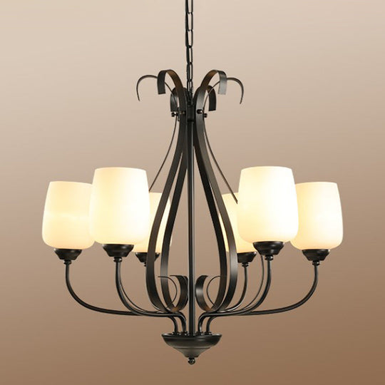 Modern Black Metal Chandelier: Radial Design 3/6/8 Heads Traditional Suspension Pendant Light With