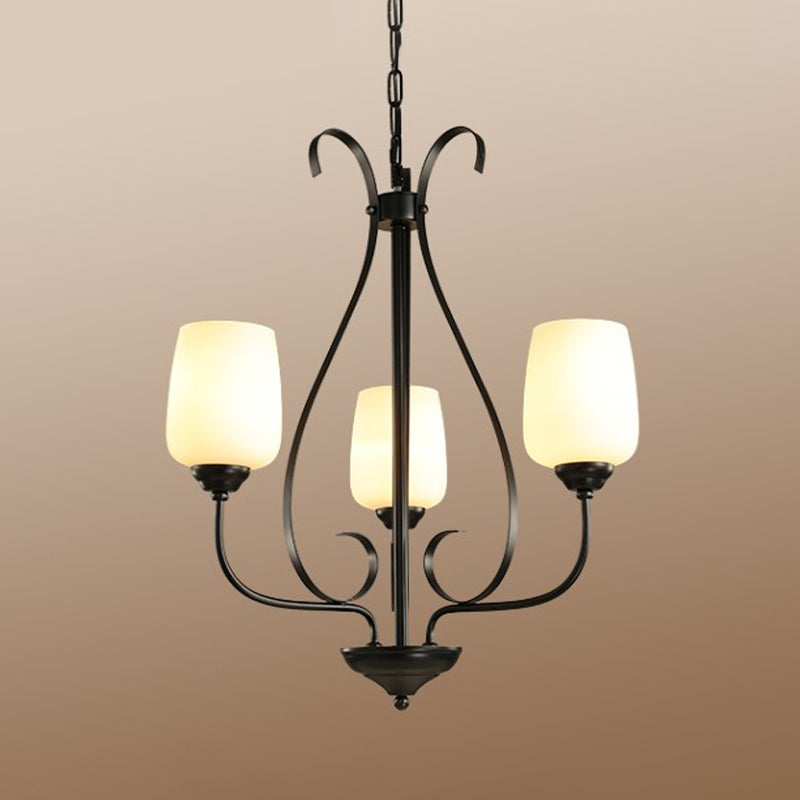 Modern Black Metal Chandelier: Radial Design 3/6/8 Heads Traditional Suspension Pendant Light With