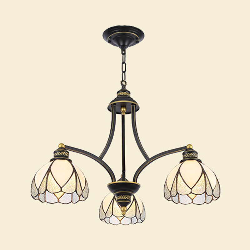 Tiffany Stained Glass Chandelier with Scalloped Ceilings: Red/Yellow 3/6/8-Light Pendant for Living Room