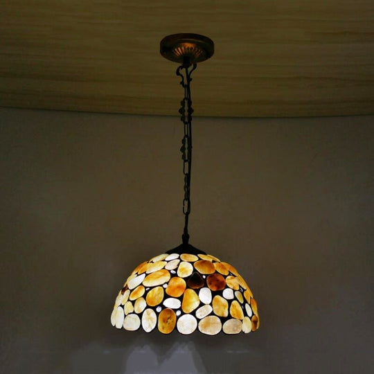 Mediterranean Black Stone Dome Pendant Light Fixture