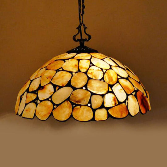 Mediterranean Black Stone Dome Pendant Light Fixture Multi-Color / 16 A