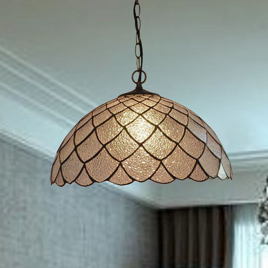 Black Baroque Ceiling Light With Silver Textured Glass Pendant