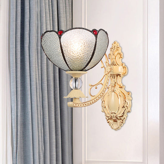 Tiffany Blossom Wall Mount Sconce Light Fixture: Hand Cut Glass 1 White/Orange/Pink - Ideal For