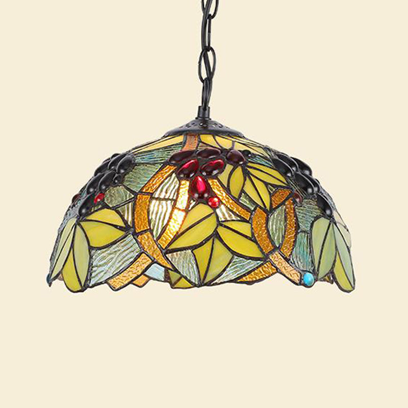 Tiffany Green/Blue Kitchen Ceiling Pendant Light with Stained Glass Shade