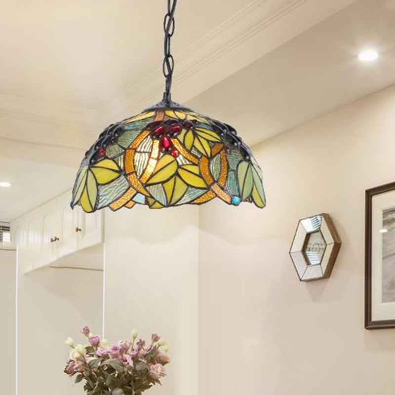 Tiffany Green/Blue Kitchen Ceiling Pendant Light with Stained Glass Shade