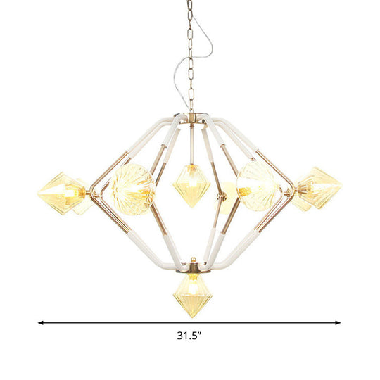 Modern Amber Glass Conical Chandelier - 10 Head Ceiling Lamp for Bedroom